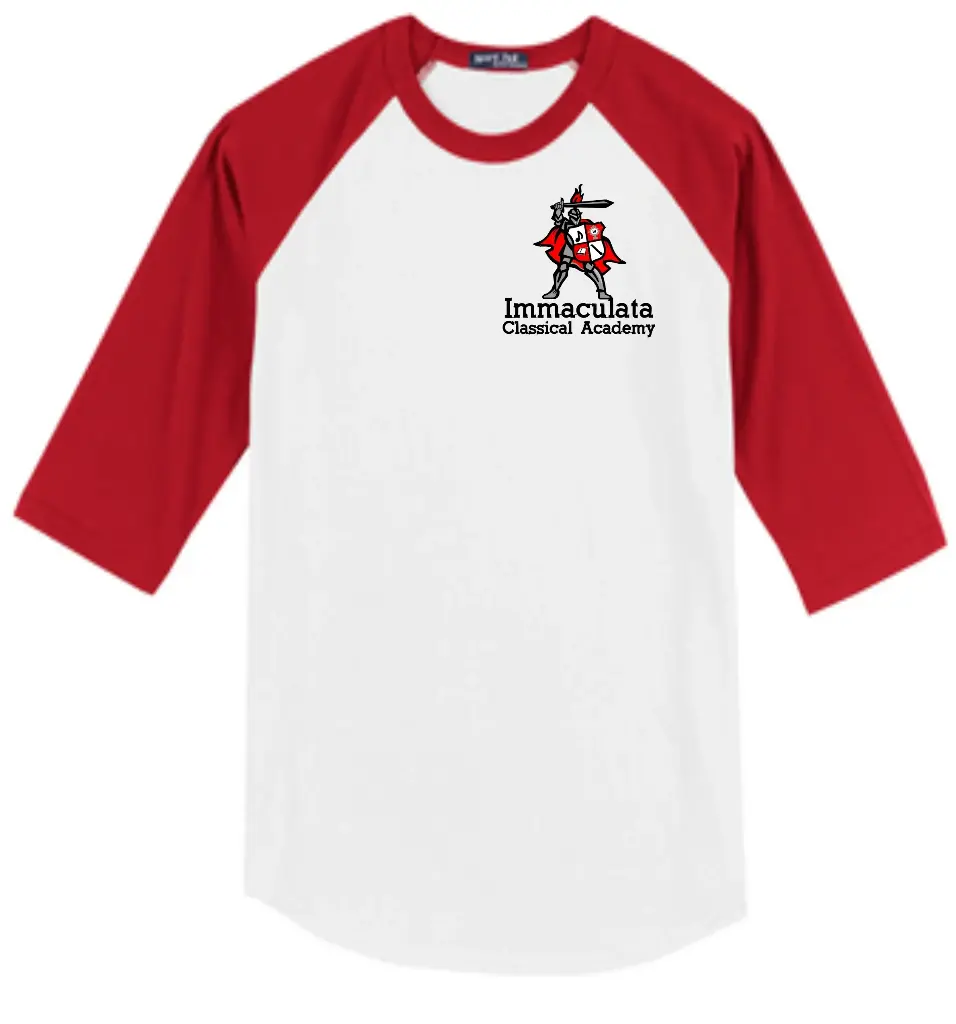 Immaculata 3/4 sleeve t-shirt T200 - White/Red