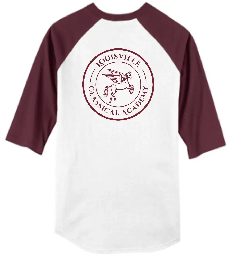 LCA Baseball 3/4 Sleeve White/Maroon - T200
