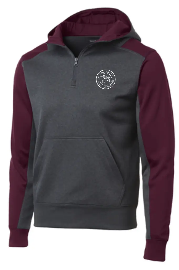LCA Colorblock Fleece Pullover ST249 - Maroon/Grey