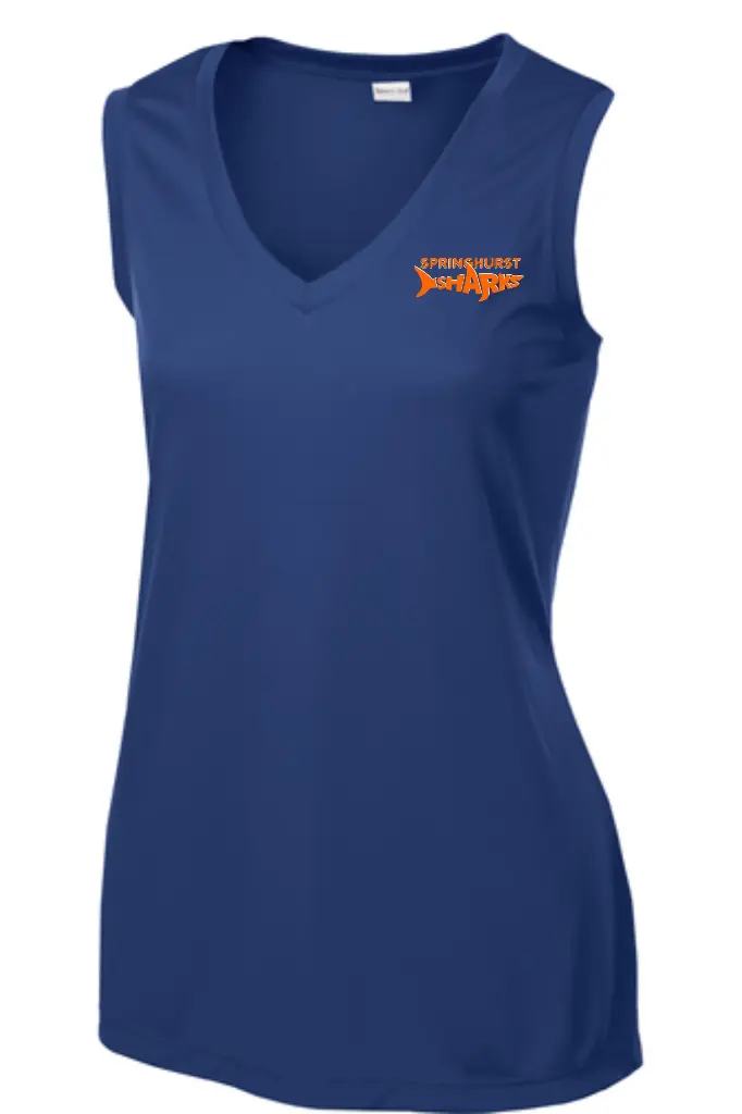 Springhurst Sharks Sleeveless V-neck Tshirt LST352 - Royal