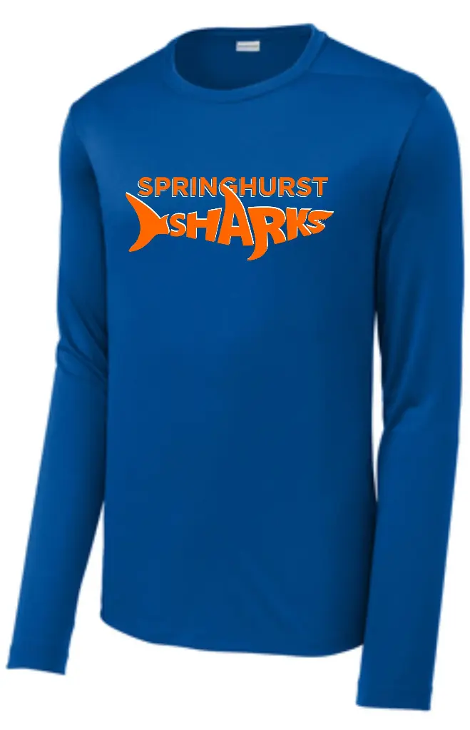 Springhurst Sharks Long Sleeve Moisture Tshirt ST350LS - Royal