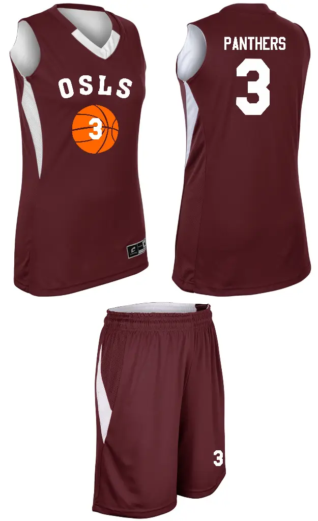 OSLS Girls Basketball Jersey - BBJ15 Maroon/White & BBS15 Maroon/White