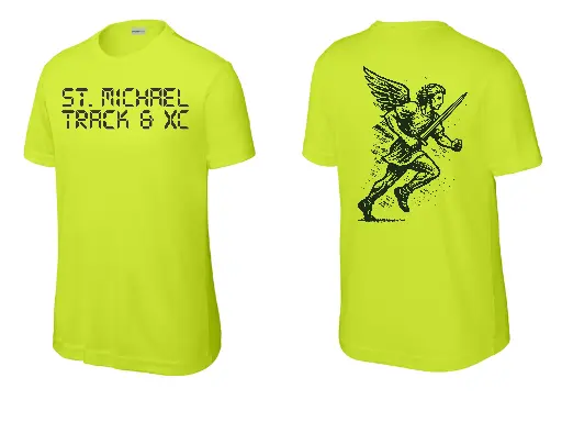 St Michael Track and XC Kids Tshirt YST350 Neon Yellow