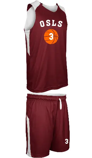 OSLS Boys Basketball Jersey - BBJ41 & BBS41 Maroon/White